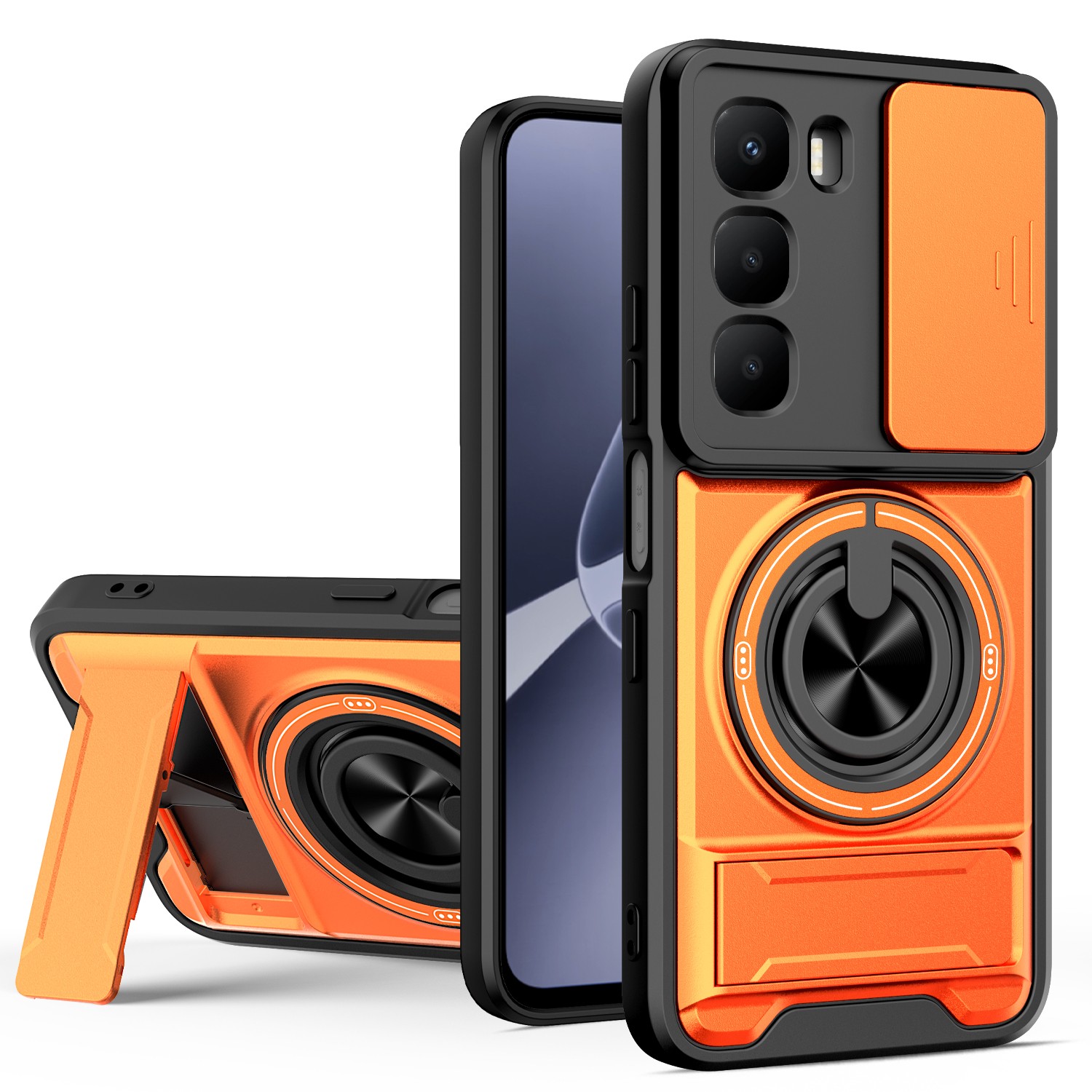 for Infinix Hot 60i 4G Case Cover,Compatible with Infinix Hot 60i 4G X6728B Phone Case with Built-in Sliding Camera Lens Cover + Finger Ring Holder